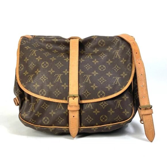LOUIS VUITTON M42254 Monogram Saumur35 Crossbody Shoulder Bag Brown - Picture 1 of 15